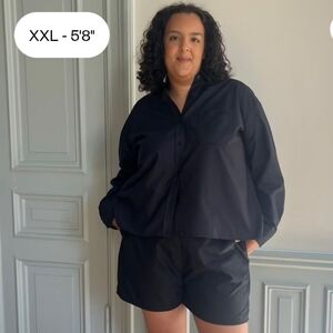 Djerf Avenue Button Down Top Black XXXL